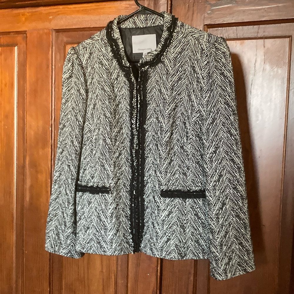 Classiques Entier Cotton Blend Hook Eye Closure Black Blazer Jacket XL